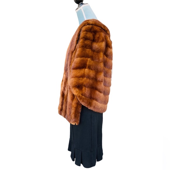 Vintage 1950s Brown Mink Fur Stole Wrap Capelet Rockabilly Fancy Dress - Picture 3 of 9